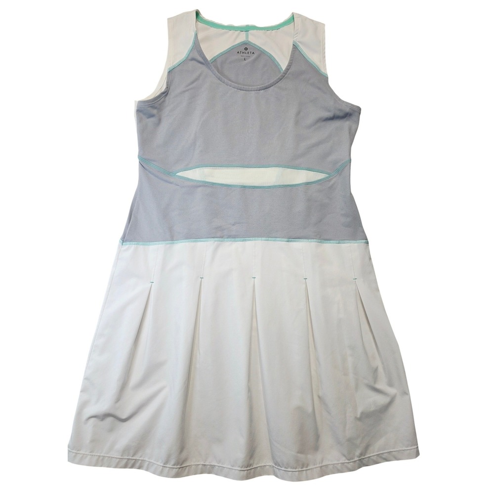 Athleta White and Light Gray Athletic Mini Dress